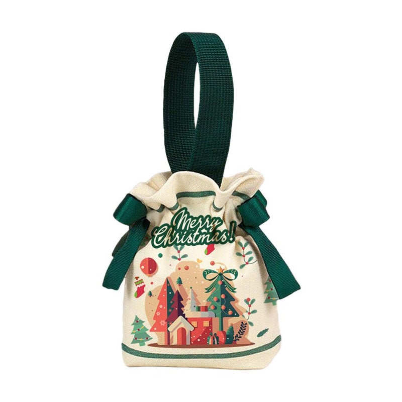 1PC Christmas Canvas Drawstring Bag Cute Christmas Pattern Candy Cookie Gift Bag 2026 Xmas Party Gift Packaging Storage Bag (6#) - Image 1